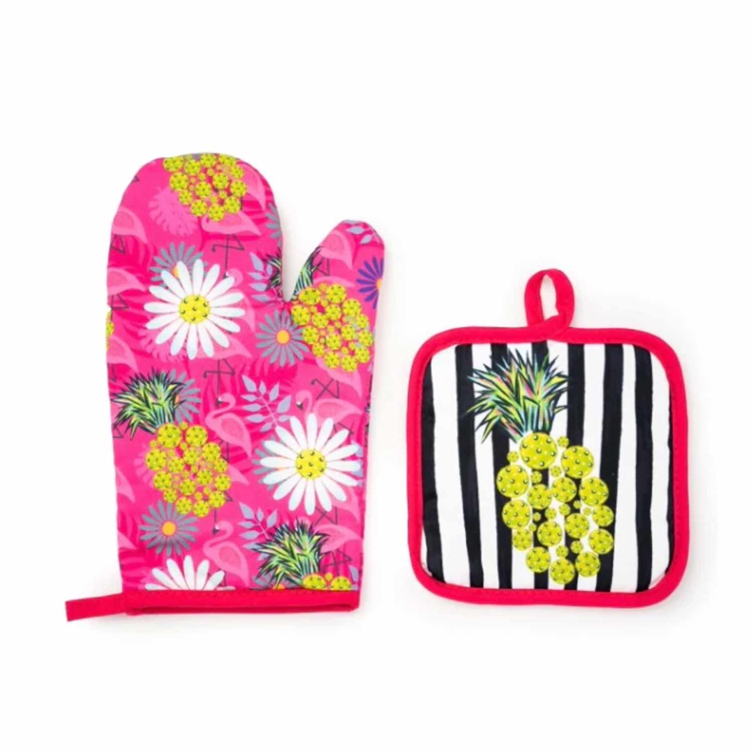 Pineapples & Pickle Balls Potholder Set